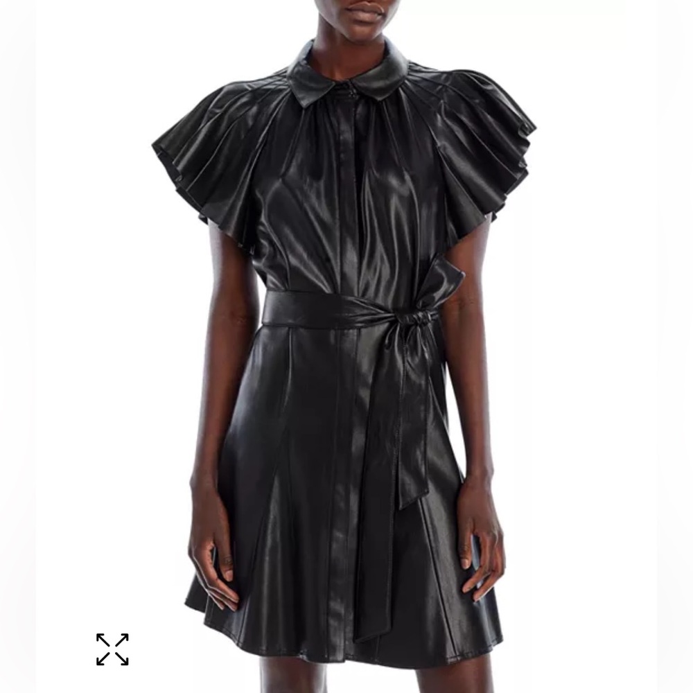 Willa Story Mia Dress in Black Faux Leather, Size Small, NWT